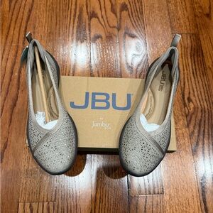 JBU Women’s Taupe Laser-Cut Slip-On Flats